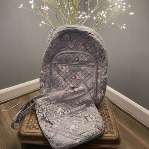 Vera Bradley Quilted Gray Backpack and Crossbody Set